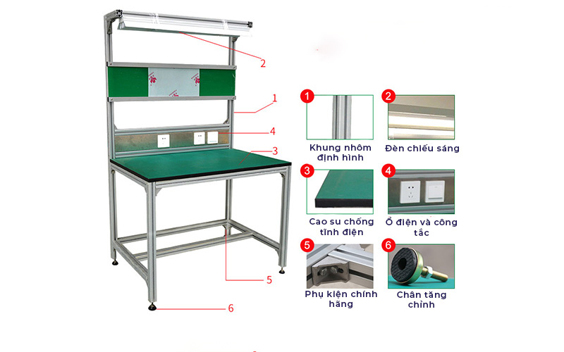 Cấu tạo bàn thao tác chống tĩnh điện