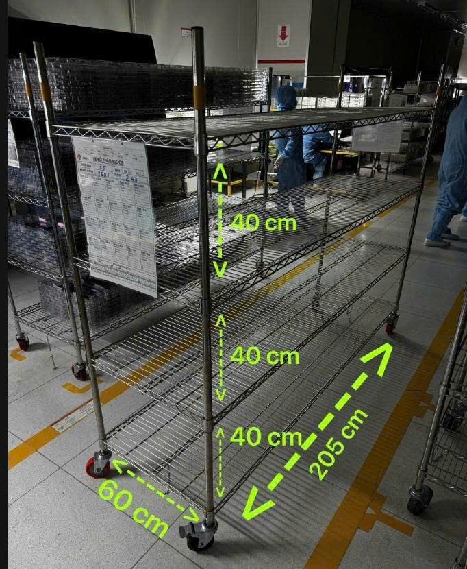 1 trong các kích thước thông dụng của kệ
