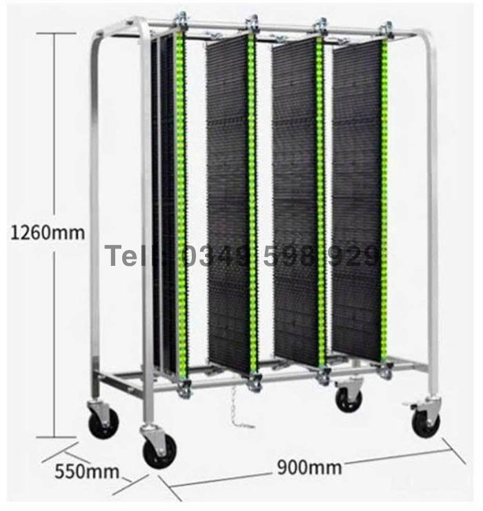 Bản vẽ kỹ thuật chi tiết mô tả kích thước và cấu trúc của xe đẩy 3 khoang tiêu chuẩn. Chiều cao 1260mm phù hợp với tầm với của người vận hành