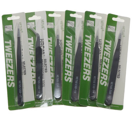 Nhíp Vetus ESD-15 mũi cong đóng vỉ nhựa chính hãng – Lựa chọn số 1 cho thợ sửa chữa điện tử