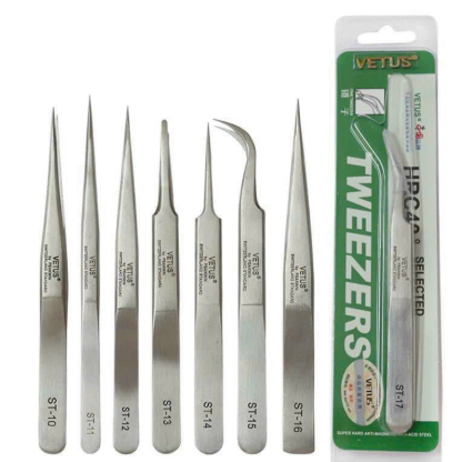 Bộ nhíp thép không gỉ Vetus ST Series (ST-10 đến ST-16) chuyên dùng nối mi, nhặt lông yến và y tế